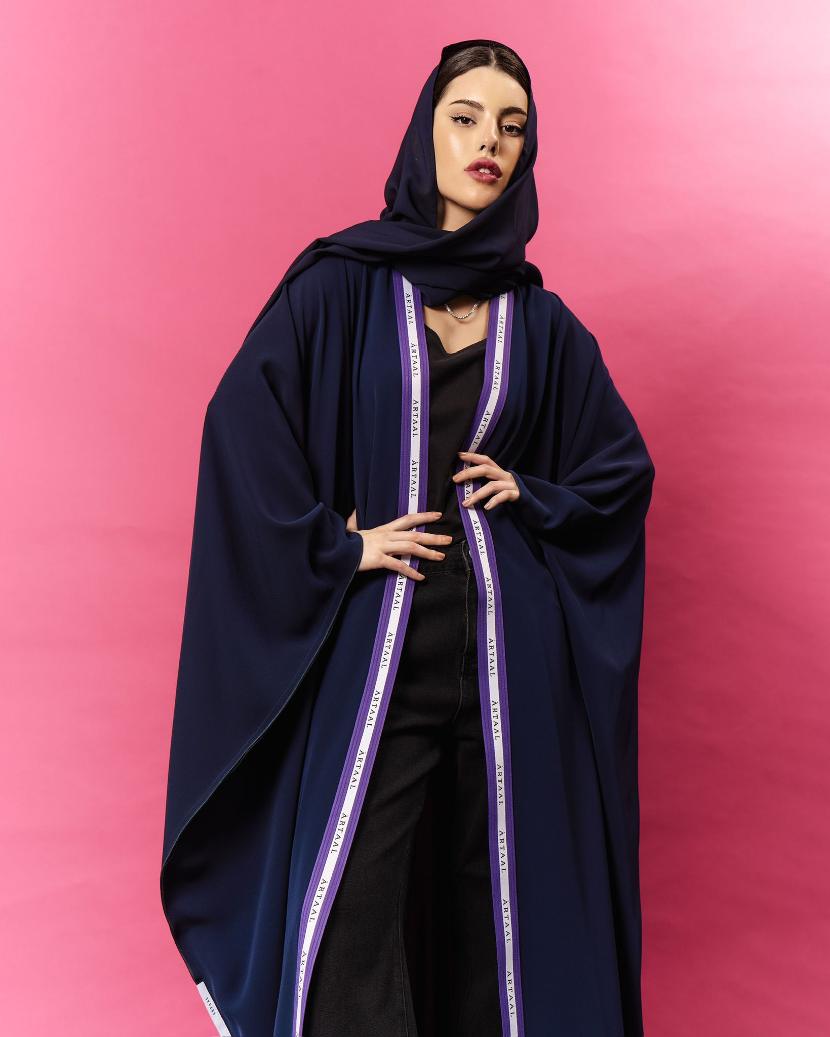 Artaal wrap -Lavender in navy blue (4)