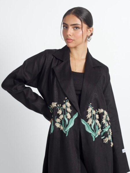 Black linen abaya